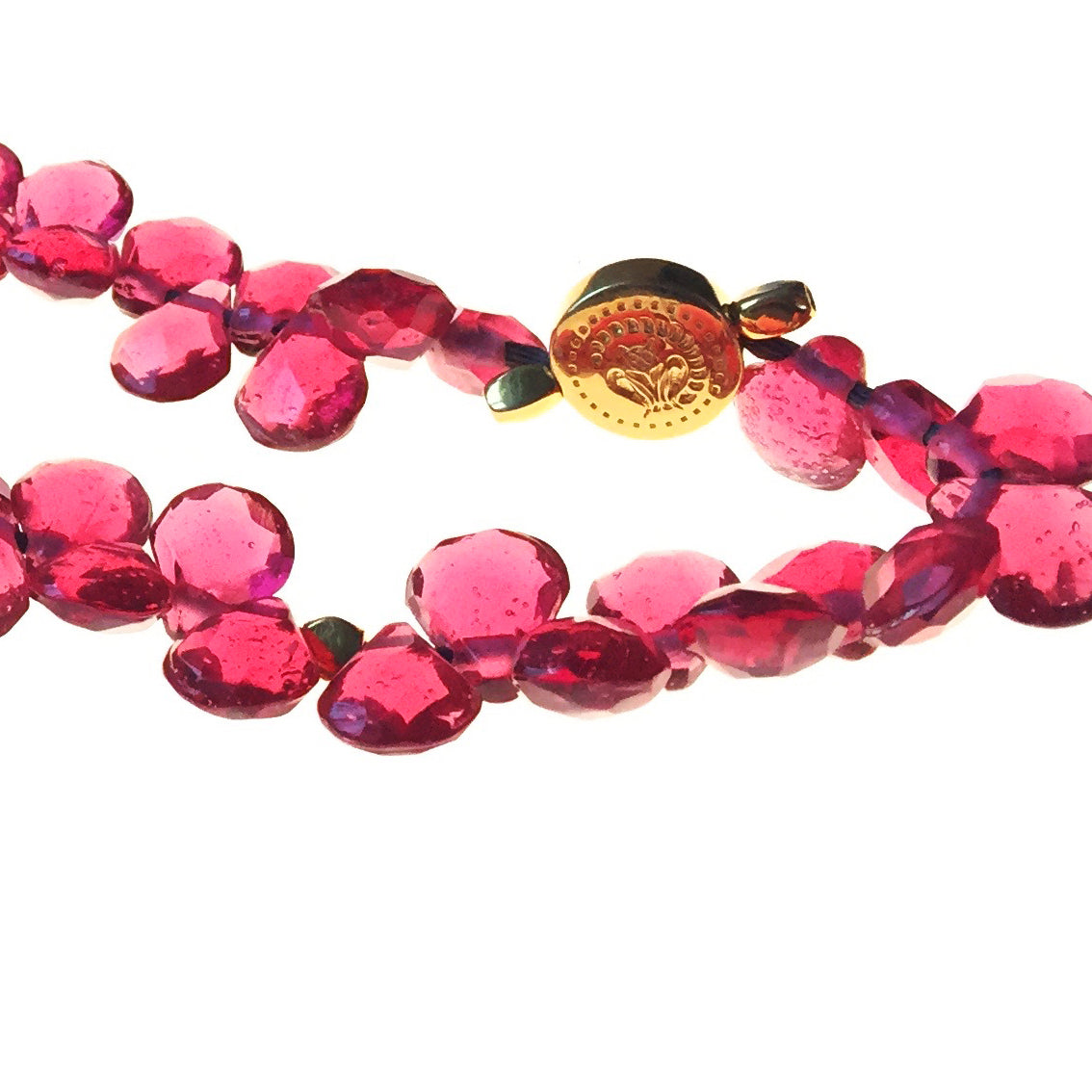 Halskette mit Glas-perlen  / Sterling Silber / vergoldet