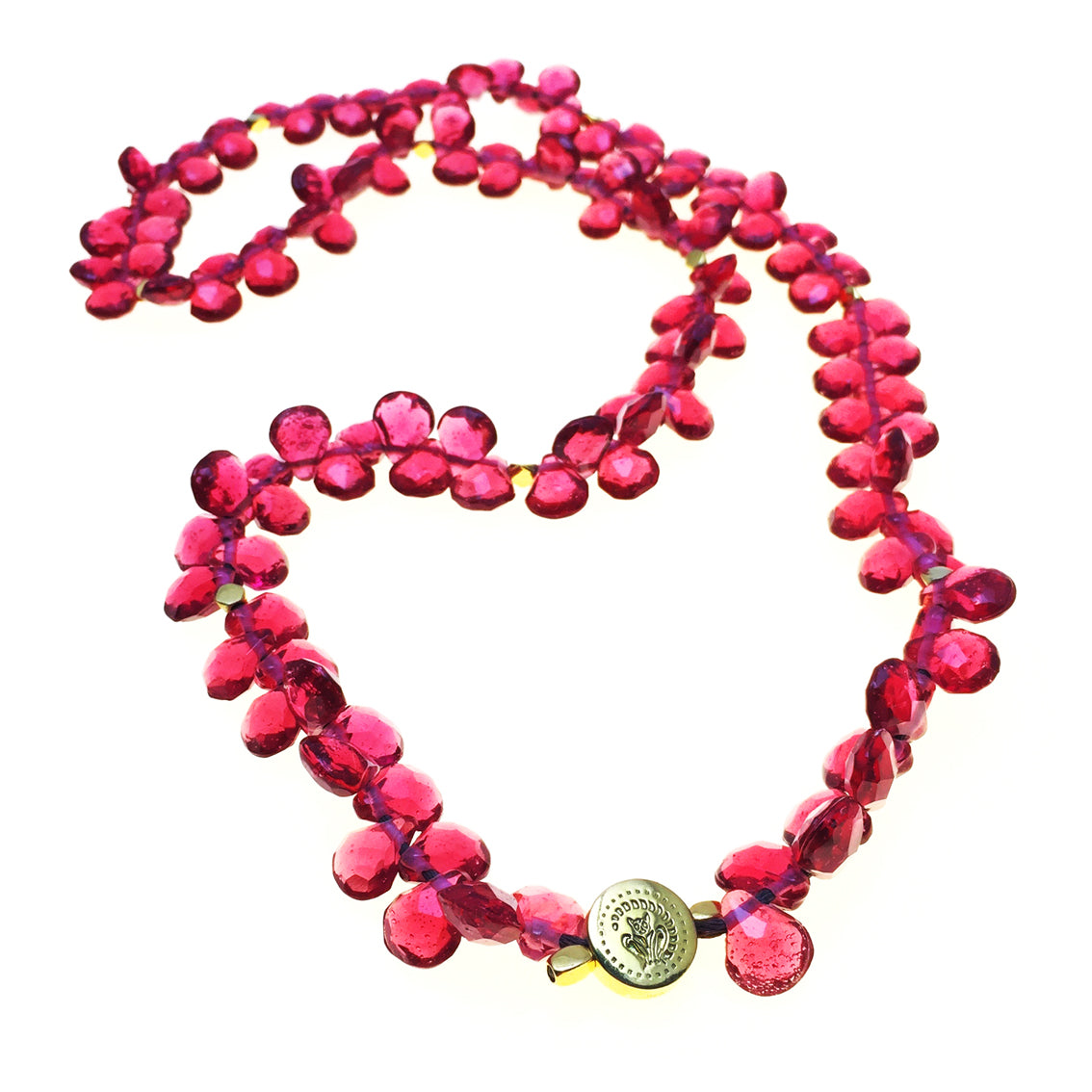 Halskette mit Glas-perlen  / Sterling Silber / vergoldet