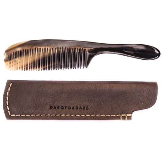 Horn Kamm mit Leder Etui